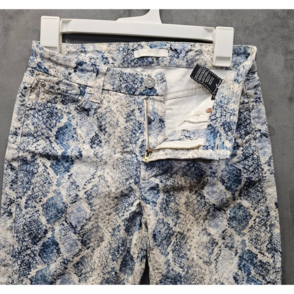 7 For All Mankind Blue Snakeskin Print Skinny Jeans Size 27 (28) AU8121276 97348